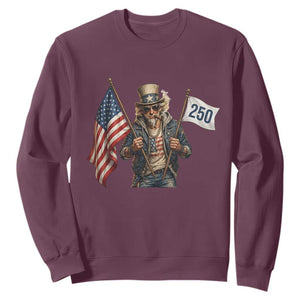 Patriotic Uncle Sam Celebrating 250 Years America Sweatshirt TS12 Maroon Print Your Wear