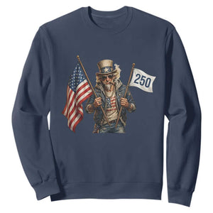 Patriotic Uncle Sam Celebrating 250 Years America Sweatshirt TS12 Navy Print Your Wear