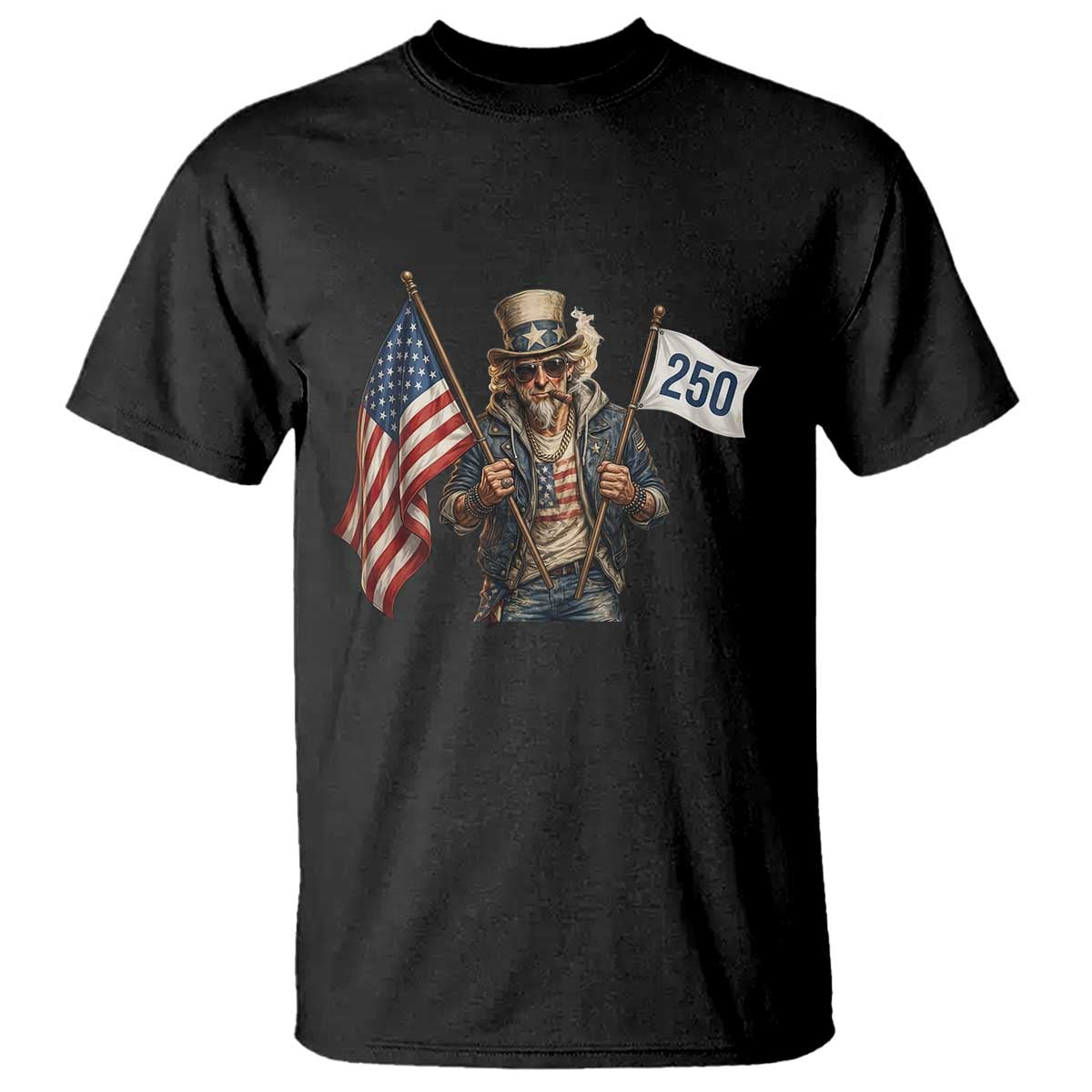 Patriotic Uncle Sam Celebrating 250 Years America T Shirt TS12 Black Print Your Wear