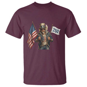 Patriotic Uncle Sam Celebrating 250 Years America T Shirt TS12 Maroon Print Your Wear