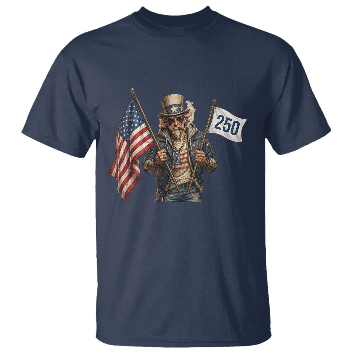 Patriotic Uncle Sam Celebrating 250 Years America T Shirt TS12 Navy Print Your Wear
