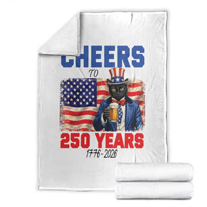 Vintage Cat Uncle Sam Throw Blanket Cheers To 250 Years TS12 White Print Your Wear