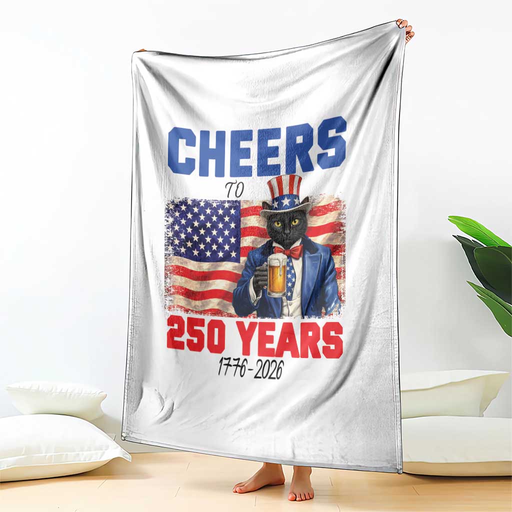 Vintage Cat Uncle Sam Throw Blanket Cheers To 250 Years TS12 Print Your Wear