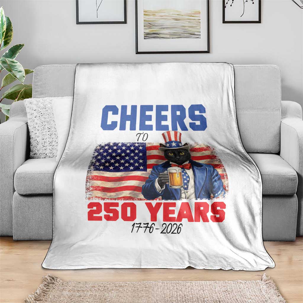 Vintage Cat Uncle Sam Throw Blanket Cheers To 250 Years TS12 Print Your Wear
