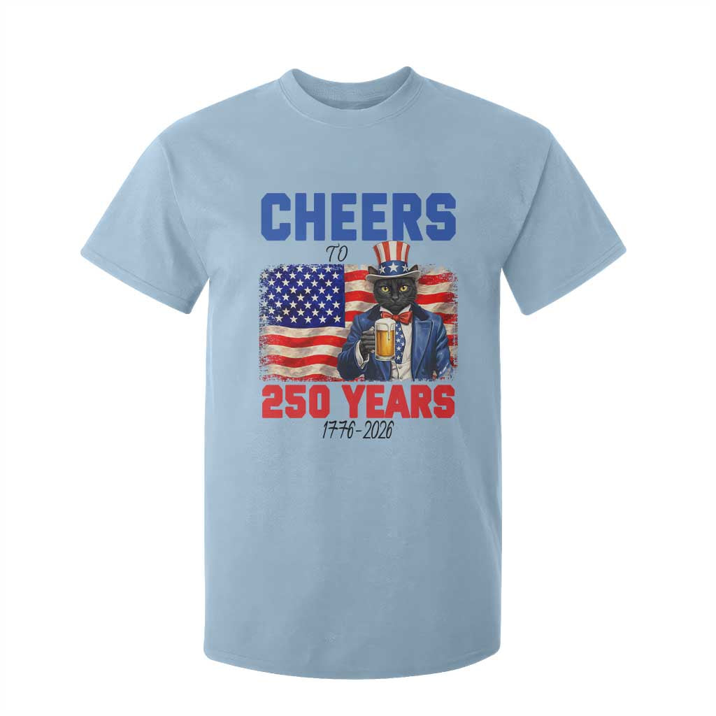 Vintage Cat Uncle Sam T Shirt For Kid Cheers To 250 Years TS12 Light Blue Print Your Wear
