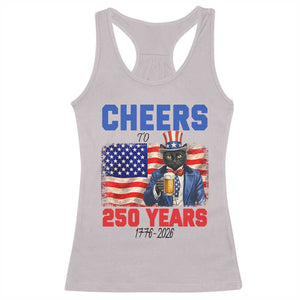 Vintage Cat Uncle Sam Racerback Tank Top Cheers To 250 Years TS12 Ice Gray Print Your Wear