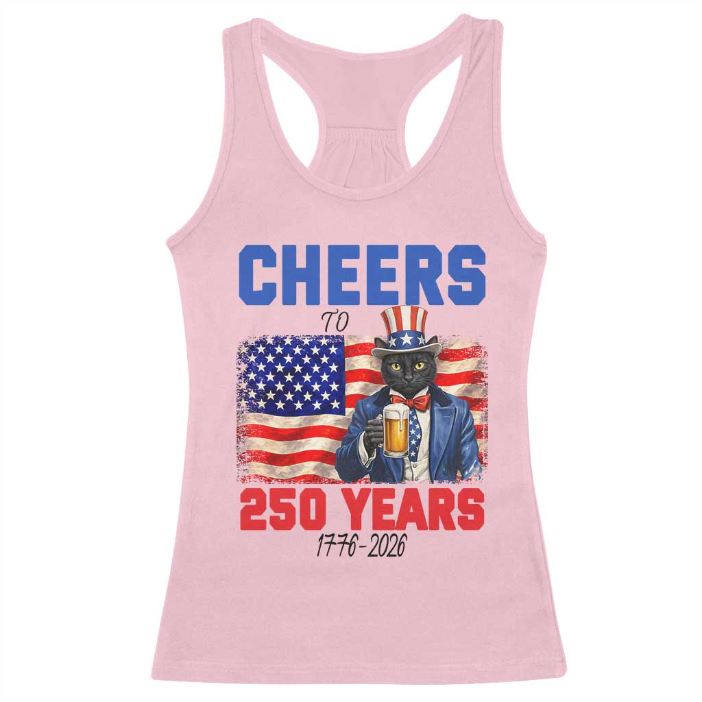Vintage Cat Uncle Sam Racerback Tank Top Cheers To 250 Years TS12 Light Pink Print Your Wear
