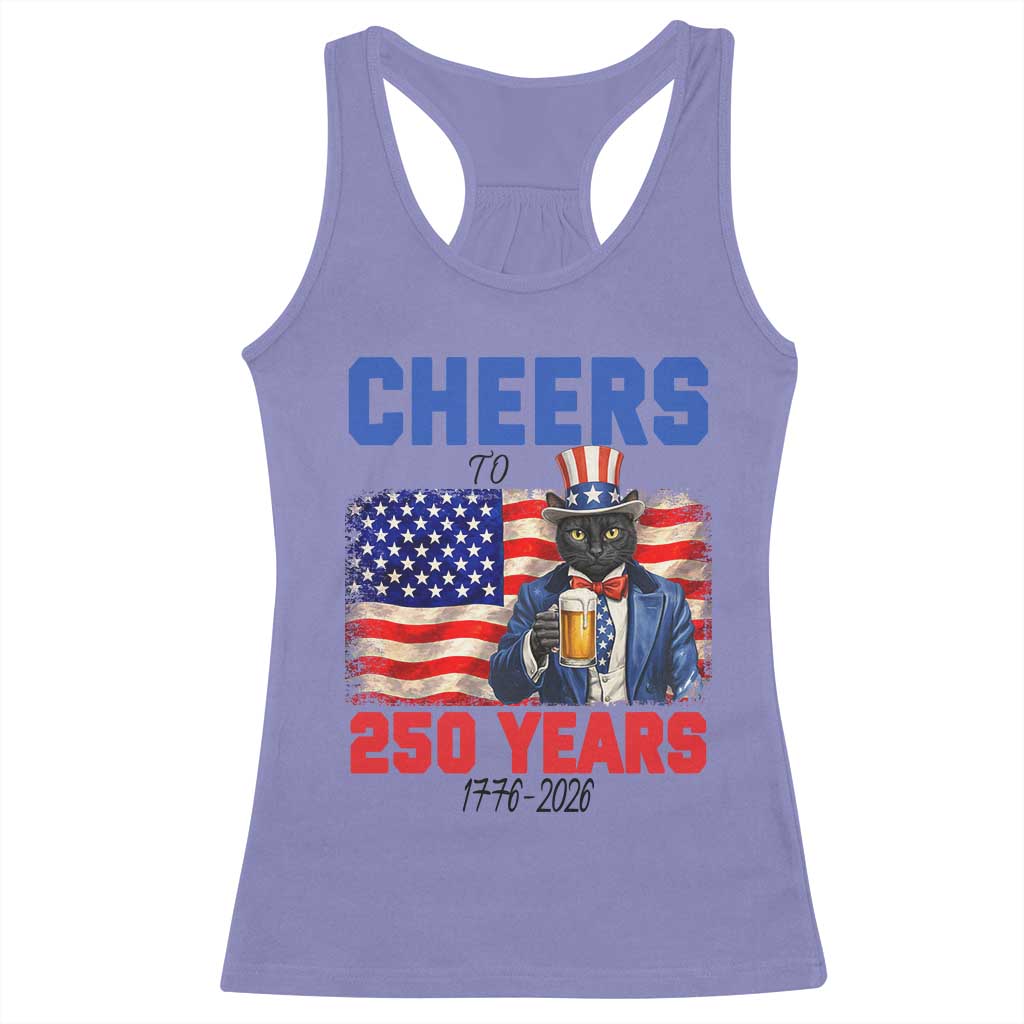 Vintage Cat Uncle Sam Racerback Tank Top Cheers To 250 Years TS12 Violet Print Your Wear