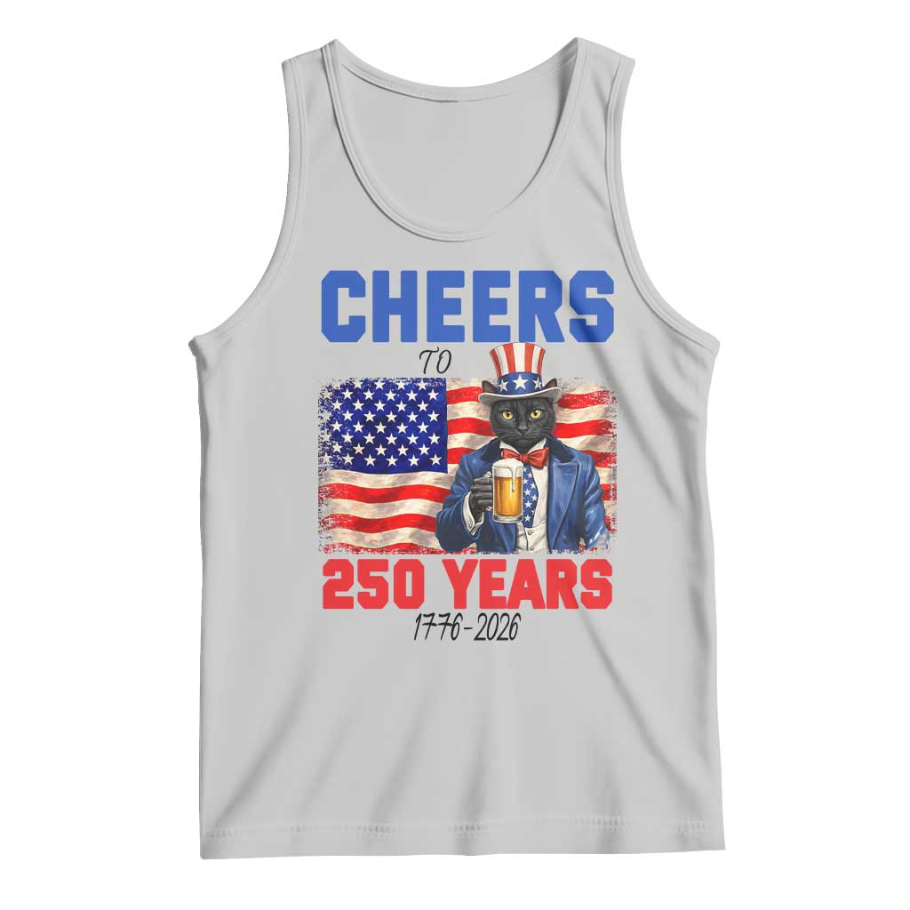 Vintage Cat Uncle Sam Tank Top Cheers To 250 Years TS12 Ash Print Your Wear