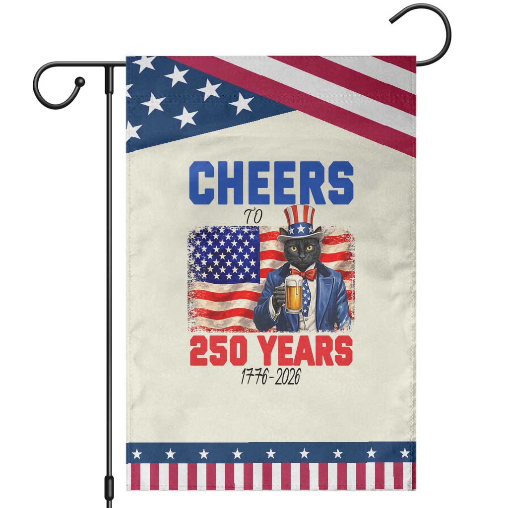 Vintage Cat Uncle Sam Garden Flag Cheers To 250 Years TS12 Modern Beige Blue Print Your Wear