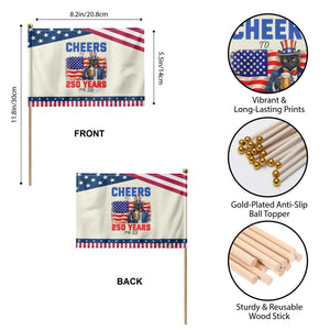 Vintage Cat Uncle Sam Patriotic Handheld Flag Cheers To 250 Years TS12 Print Your Wear