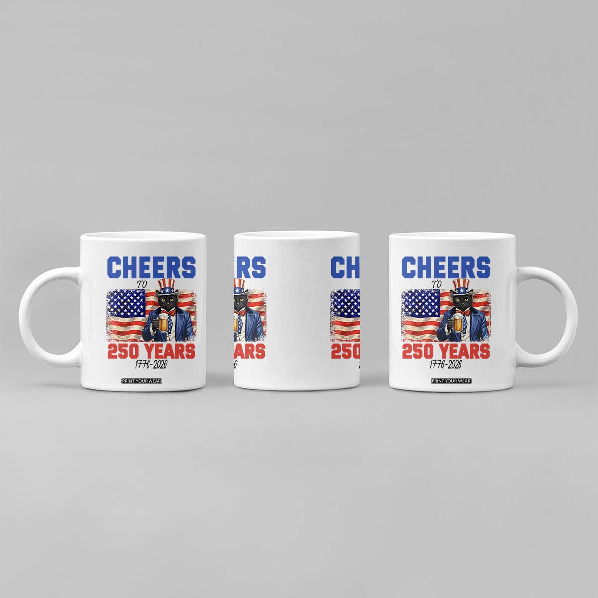 Vintage Cat Uncle Sam Coffee Mug Cheers To 250 Years TS12 Print Your Wear