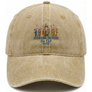 Funny Founding Fathers Fan Club Washed Cotton Baseball Cap American History Lovers TS12 Washed Cap Universal Fit Khaki Print Your Wear