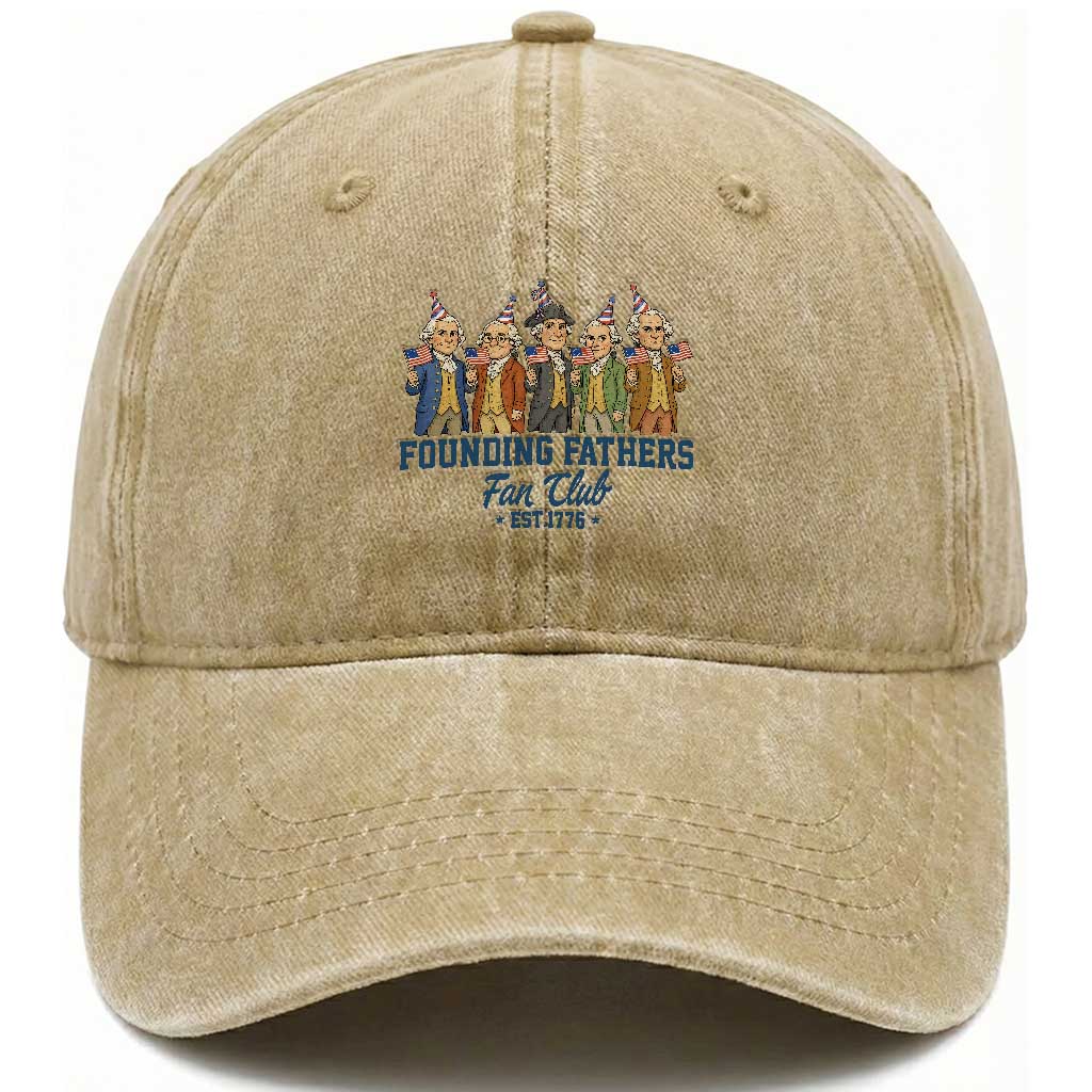 Funny Founding Fathers Fan Club Washed Cotton Baseball Cap American History Lovers TS12 Washed Cap Universal Fit Khaki Print Your Wear