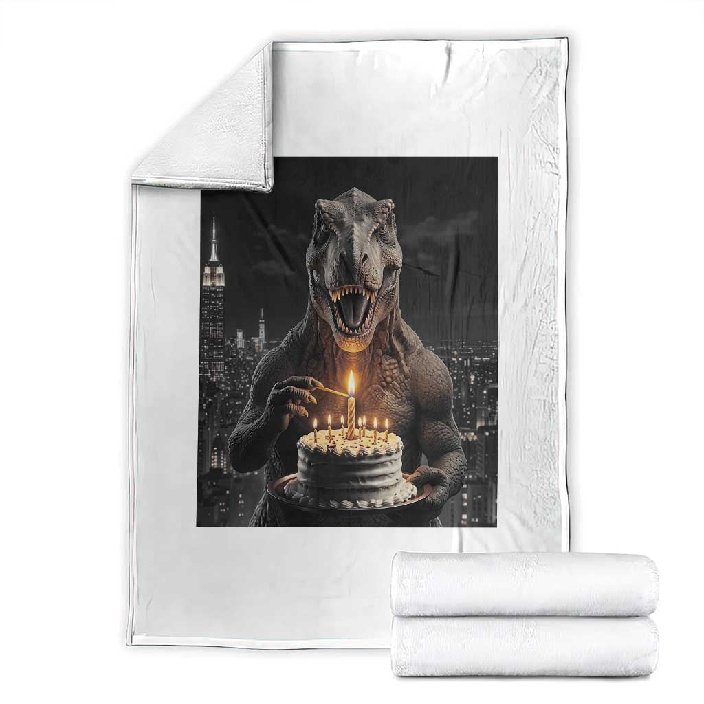 Funny Birthday Dinosaur Throw Blanket Prehistoric Party Celebration TS12 White Print Your Wear