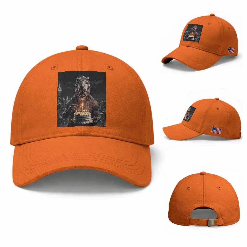 Funny Birthday Dinosaur Baseball Cap Prehistoric Party Celebration TS12 Baseball Cap Universal Fit Orange Print Your Wear