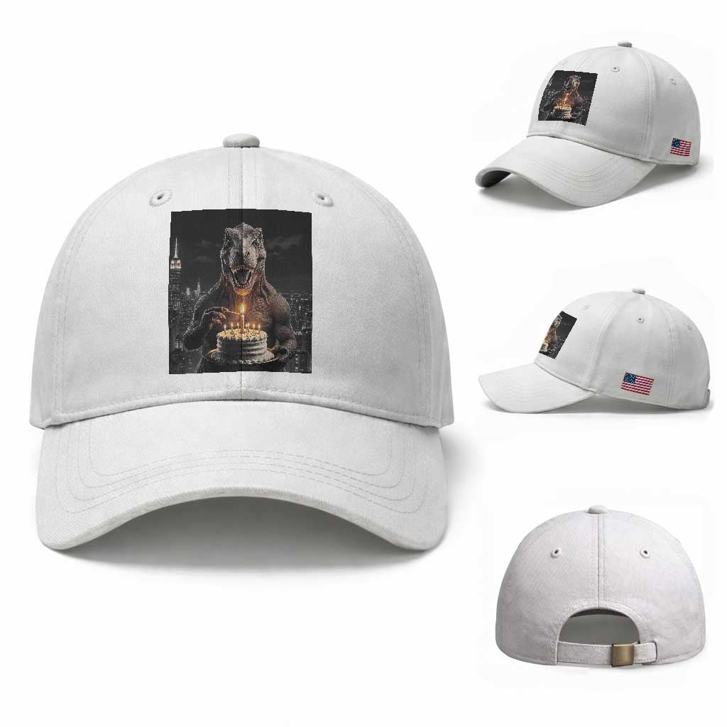 Funny Birthday Dinosaur Baseball Cap Prehistoric Party Celebration TS12 Baseball Cap Universal Fit White Print Your Wear
