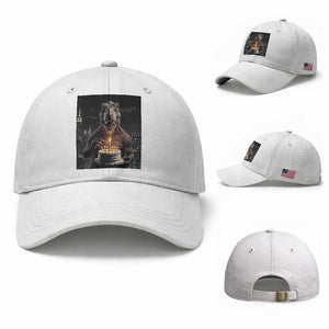 Funny Birthday Dinosaur Baseball Cap Prehistoric Party Celebration TS12 Baseball Cap Universal Fit White Print Your Wear