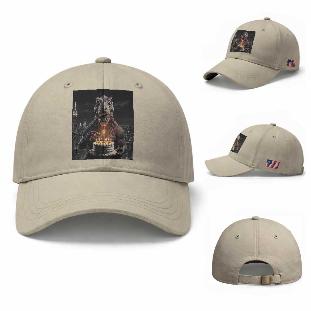 Funny Birthday Dinosaur Baseball Cap Prehistoric Party Celebration TS12 Baseball Cap Universal Fit Beige Print Your Wear