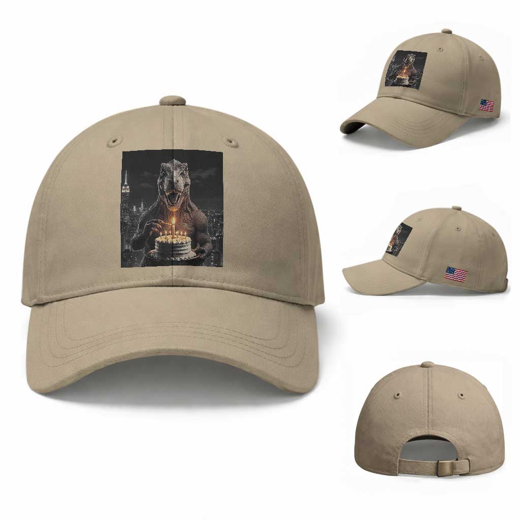 Funny Birthday Dinosaur Baseball Cap Prehistoric Party Celebration TS12 Baseball Cap Universal Fit Khaki Print Your Wear