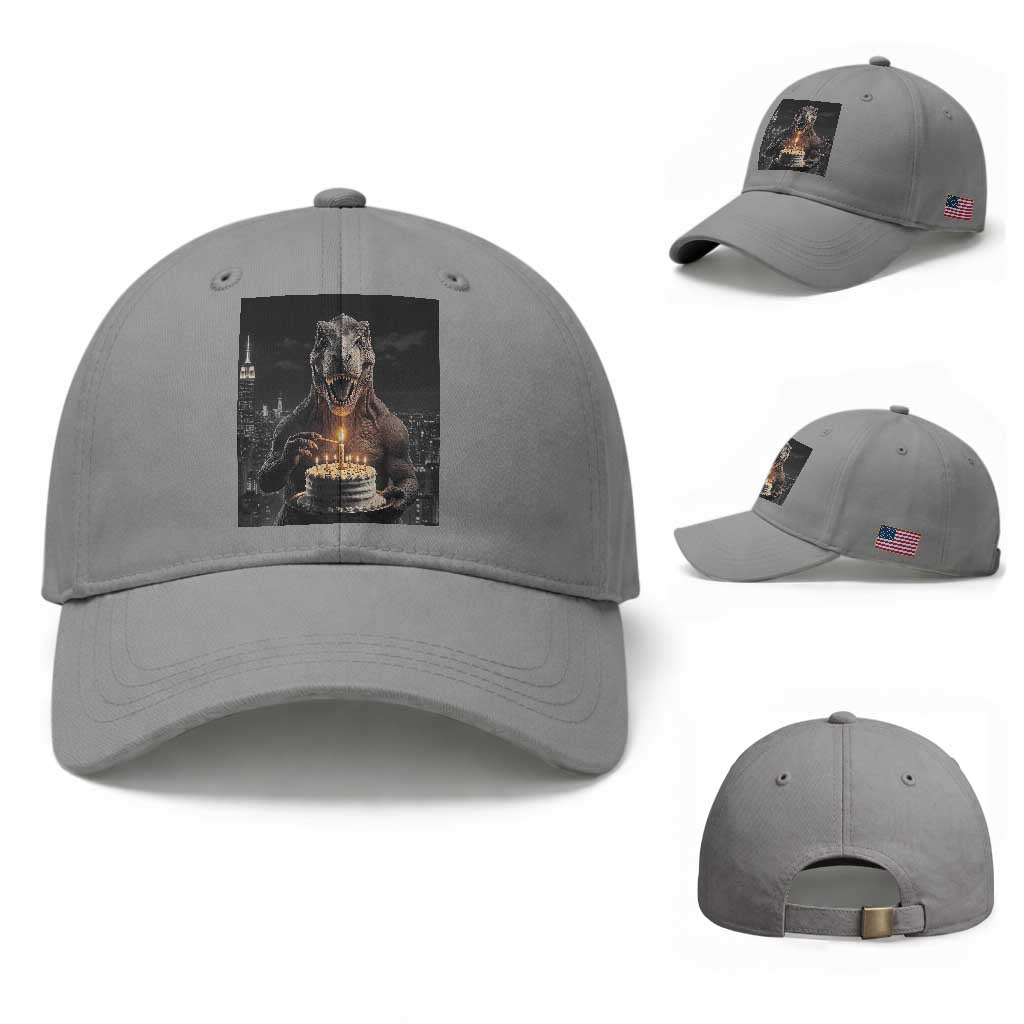 Funny Birthday Dinosaur Baseball Cap Prehistoric Party Celebration TS12 Baseball Cap Universal Fit Sport Gray Print Your Wear