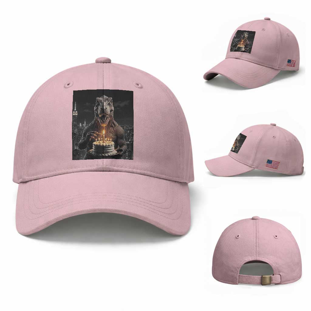 Funny Birthday Dinosaur Baseball Cap Prehistoric Party Celebration TS12 Baseball Cap Universal Fit Light Pink Print Your Wear
