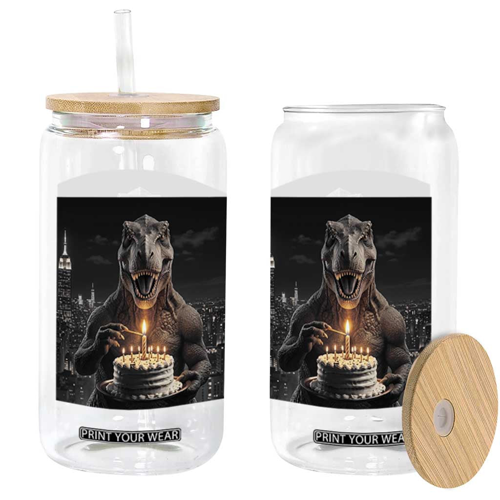 Funny Birthday Dinosaur Glass Can Prehistoric Party Celebration TS12 Print Your Wear