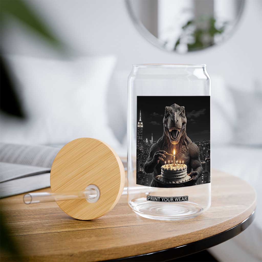 Funny Birthday Dinosaur Glass Can Prehistoric Party Celebration TS12 Print Your Wear
