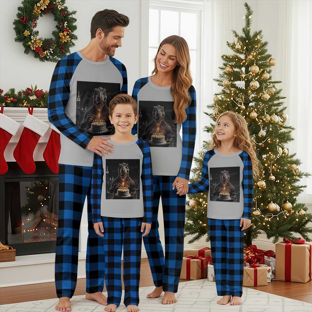 Funny Birthday Dinosaur Plaid Pajama Set Prehistoric Party Celebration TS12 Blue Plaid Print Your Wear