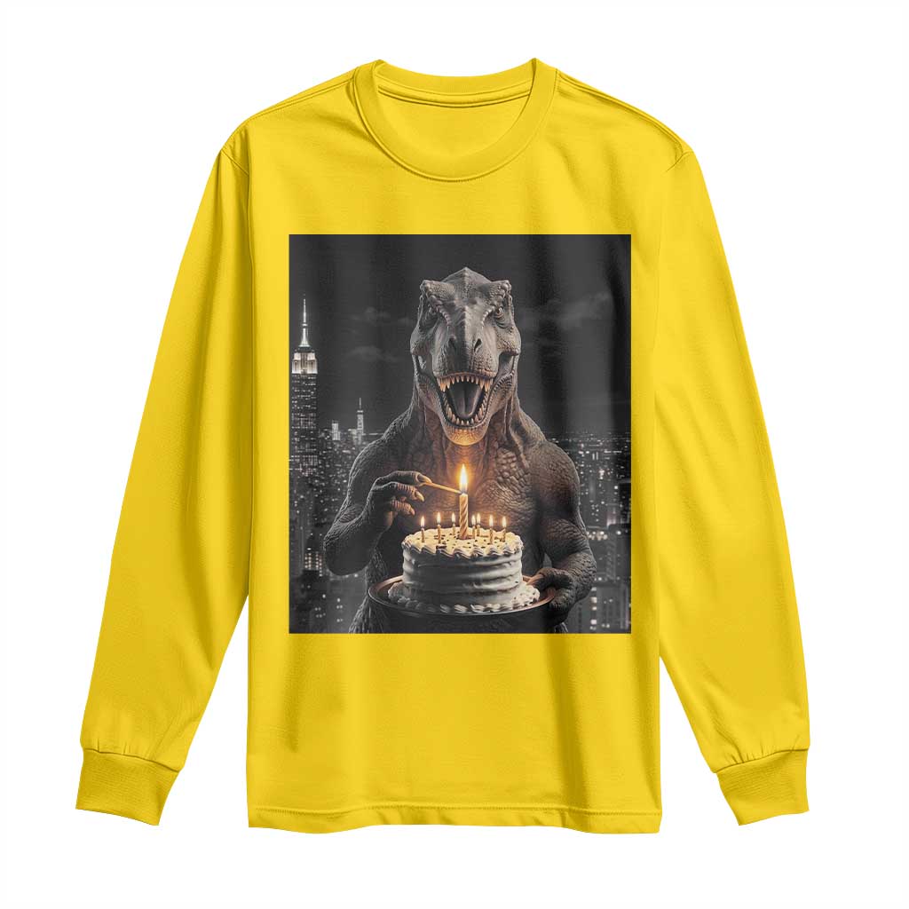 Funny Birthday Dinosaur Long Sleeve Shirt Prehistoric Party Celebration TS12 Daisy Print Your Wear