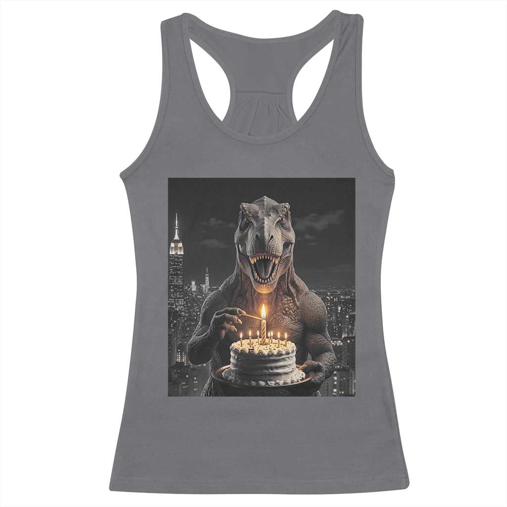 Funny Birthday Dinosaur Racerback Tank Top Prehistoric Party Celebration TS12 Charcoal Print Your Wear