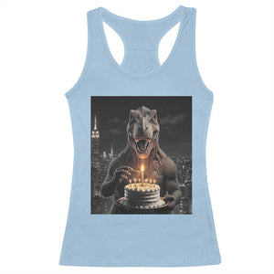 Funny Birthday Dinosaur Racerback Tank Top Prehistoric Party Celebration TS12 Light Blue Print Your Wear