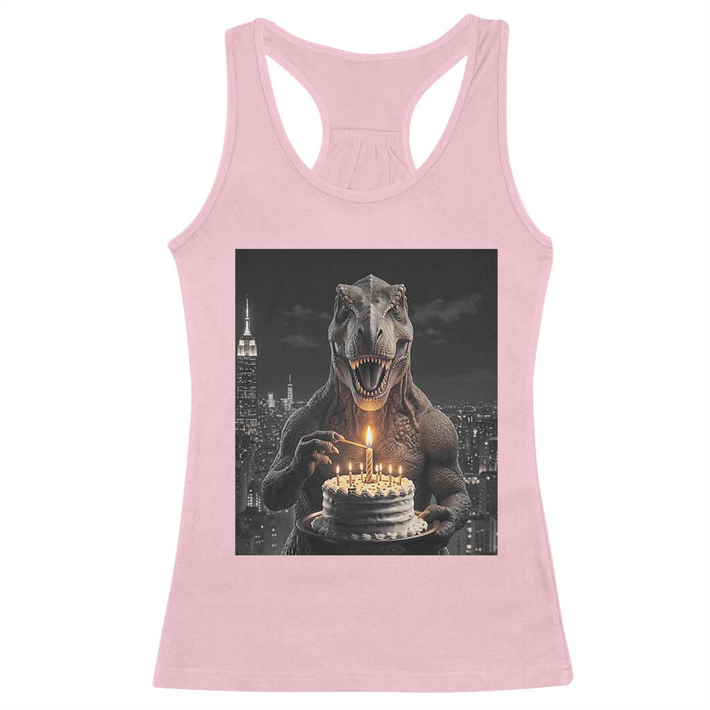Funny Birthday Dinosaur Racerback Tank Top Prehistoric Party Celebration TS12 Light Pink Print Your Wear