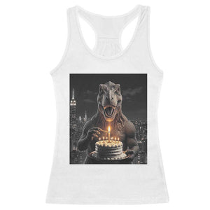 Funny Birthday Dinosaur Racerback Tank Top Prehistoric Party Celebration TS12 White Print Your Wear