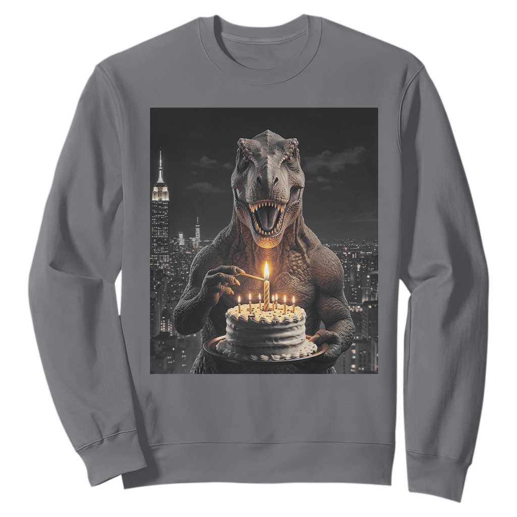 Funny Birthday Dinosaur Sweatshirt Prehistoric Party Celebration TS12 Charcoal Print Your Wear