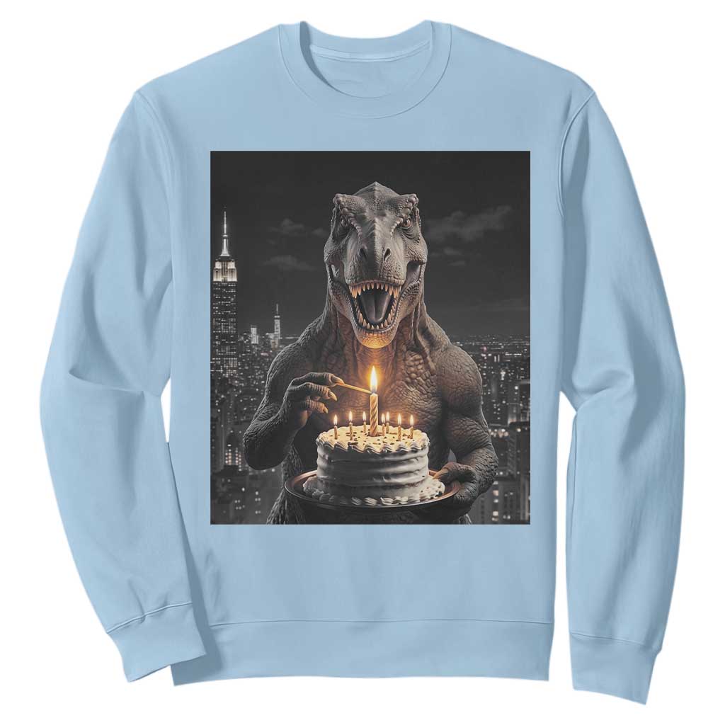 Funny Birthday Dinosaur Sweatshirt Prehistoric Party Celebration TS12 Light Blue Print Your Wear