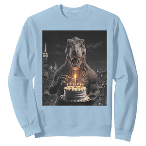 Funny Birthday Dinosaur Sweatshirt Prehistoric Party Celebration TS12 Light Blue Print Your Wear
