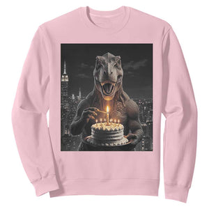 Funny Birthday Dinosaur Sweatshirt Prehistoric Party Celebration TS12 Light Pink Print Your Wear