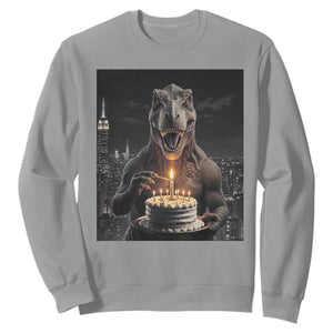 Funny Birthday Dinosaur Sweatshirt Prehistoric Party Celebration TS12 Sport Gray Print Your Wear