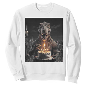 Funny Birthday Dinosaur Sweatshirt Prehistoric Party Celebration TS12 White Print Your Wear