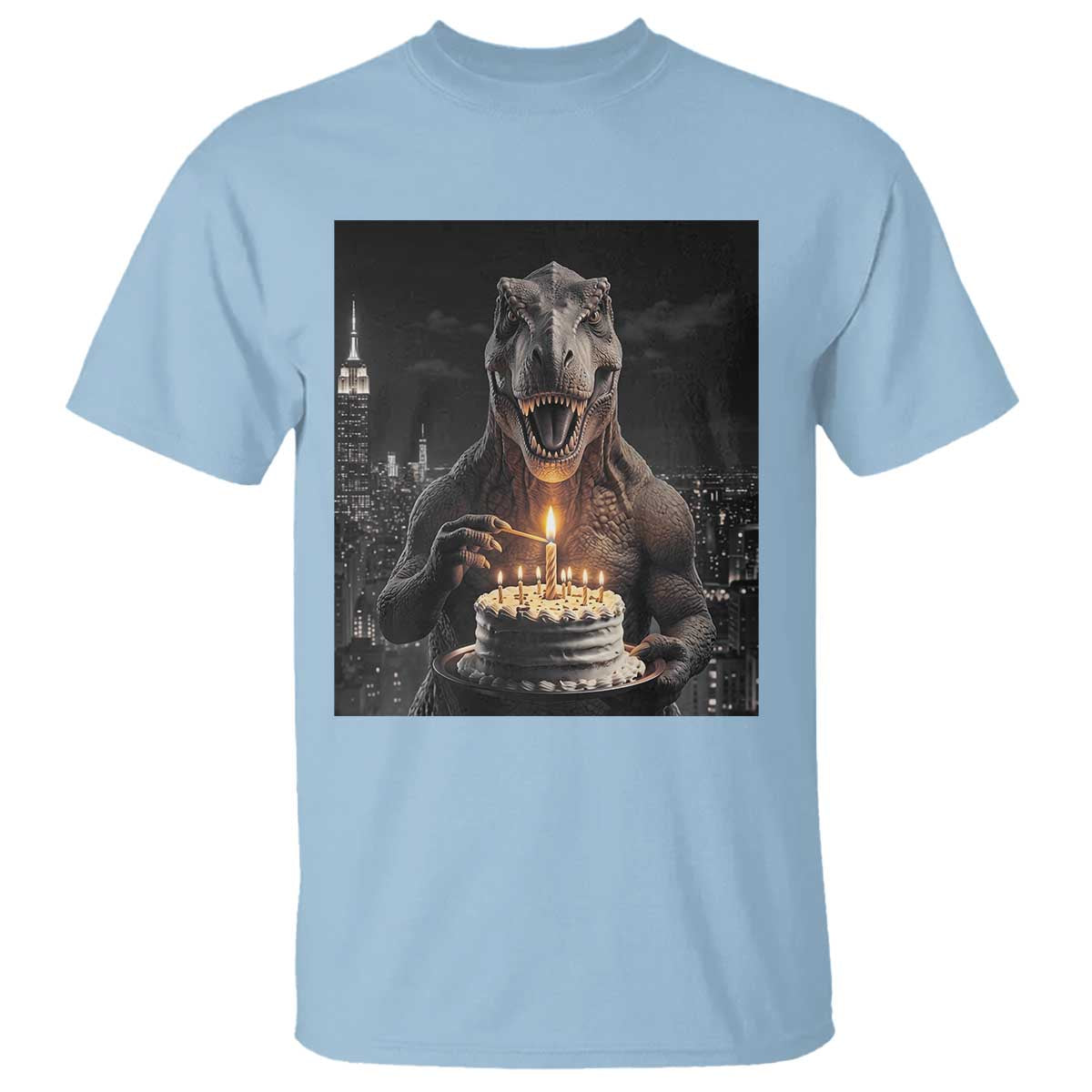 Funny Birthday Dinosaur T Shirt Prehistoric Party Celebration TS12 Light Blue Print Your Wear