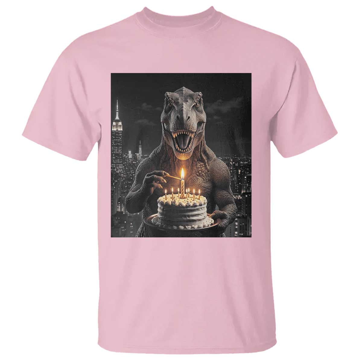 Funny Birthday Dinosaur T Shirt Prehistoric Party Celebration TS12 Light Pink Print Your Wear