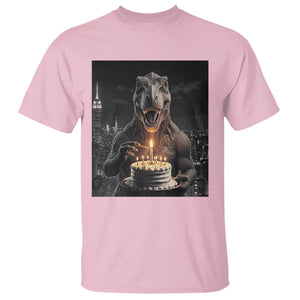 Funny Birthday Dinosaur T Shirt Prehistoric Party Celebration TS12 Light Pink Print Your Wear