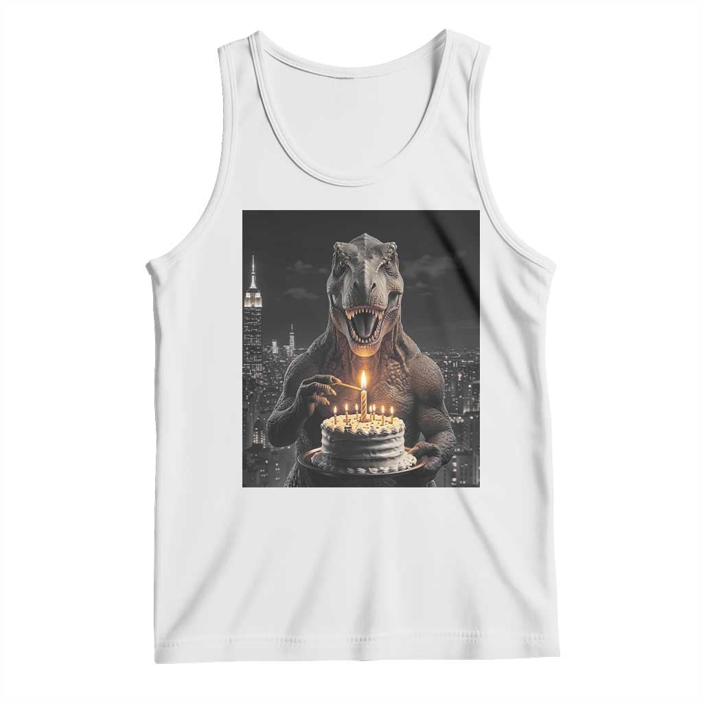 Funny Birthday Dinosaur Tank Top Prehistoric Party Celebration TS12 White Print Your Wear