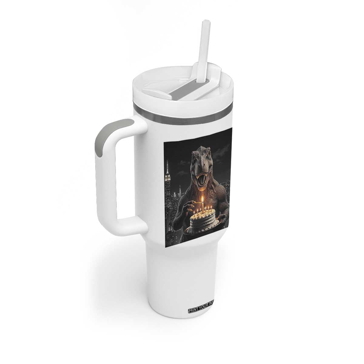 Funny Birthday Dinosaur Tumbler With Handle Prehistoric Party Celebration TS12 Print Your Wear