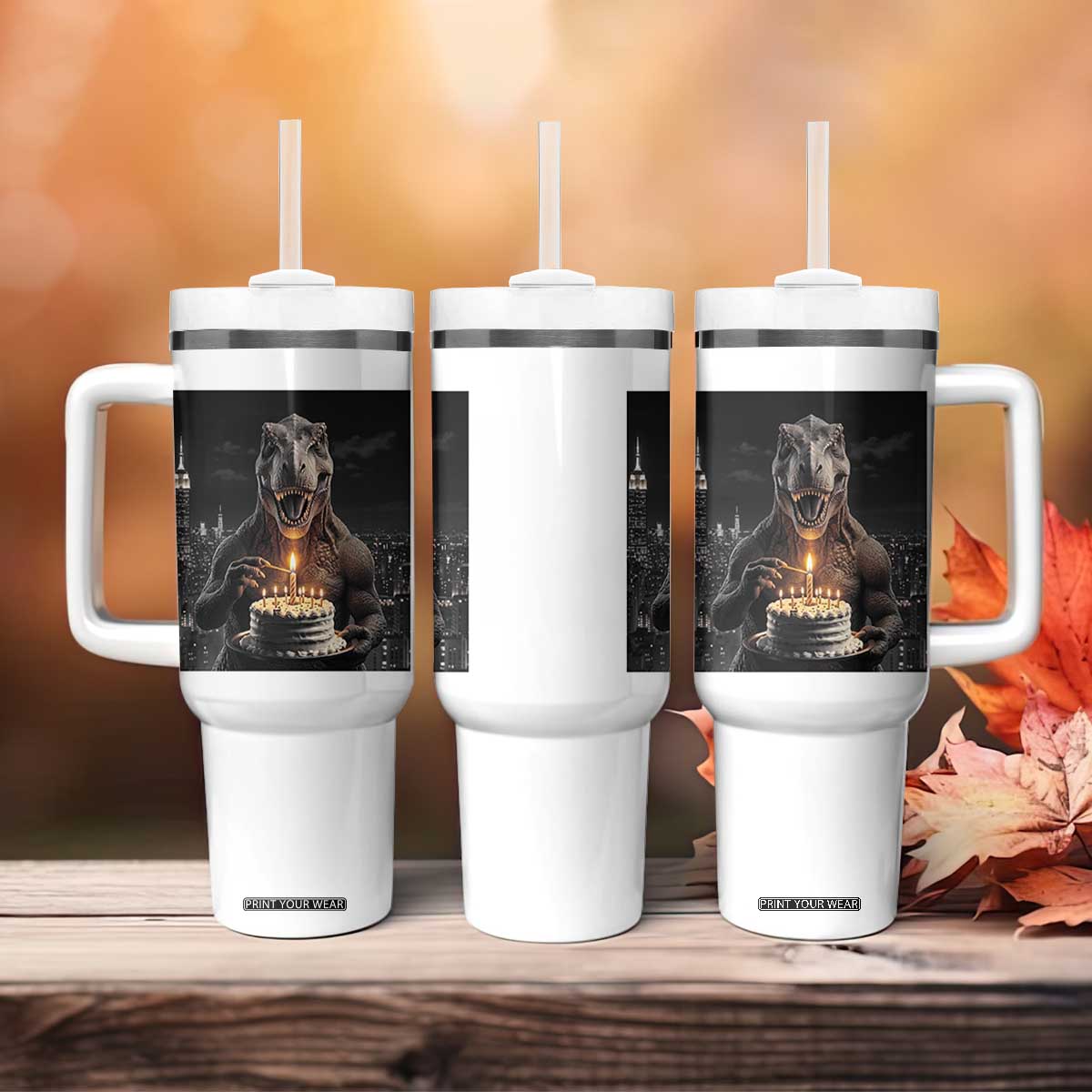 Funny Birthday Dinosaur Tumbler With Handle Prehistoric Party Celebration TS12 Print Your Wear
