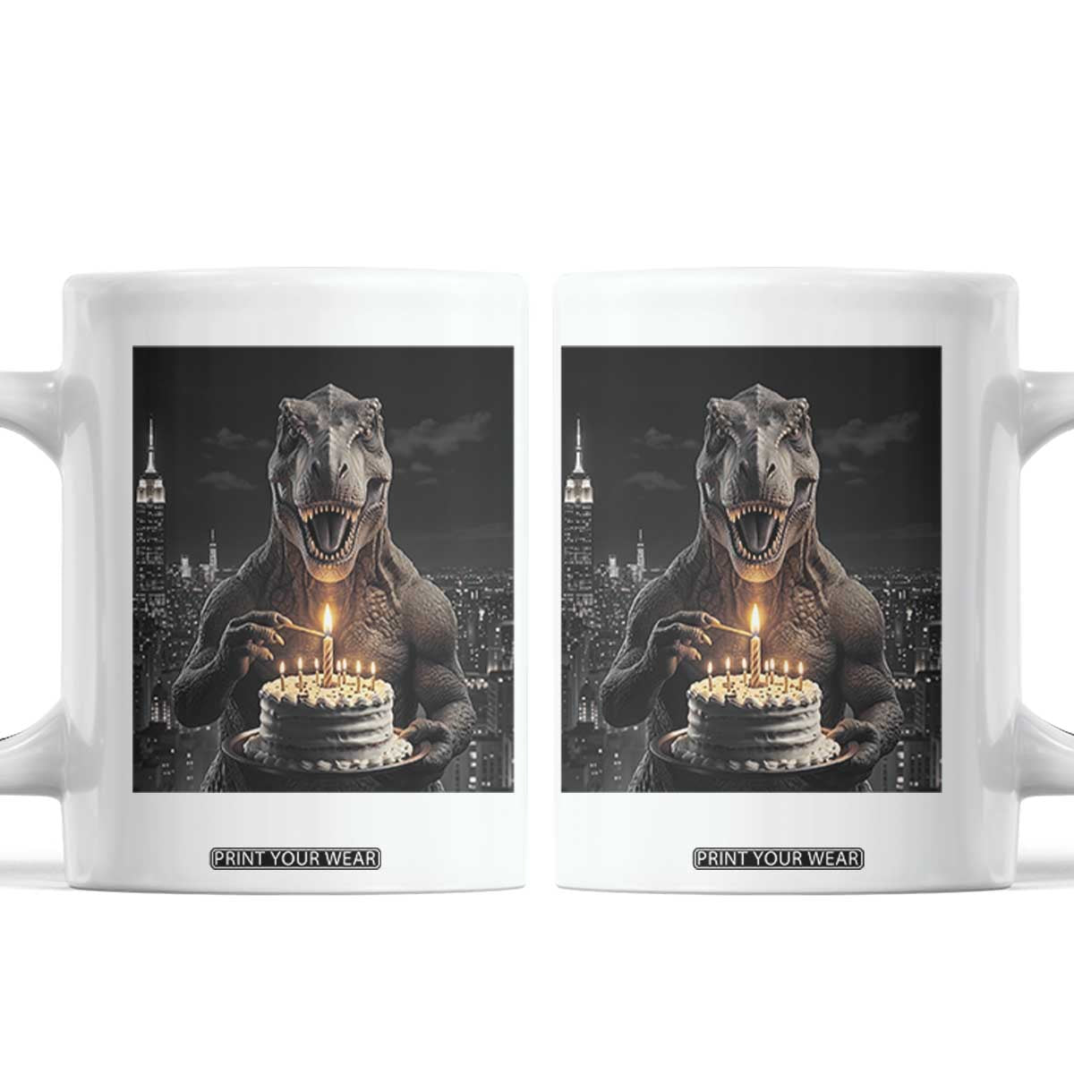 Funny Birthday Dinosaur Coffee Mug Prehistoric Party Celebration TS12 White Print Your Wear