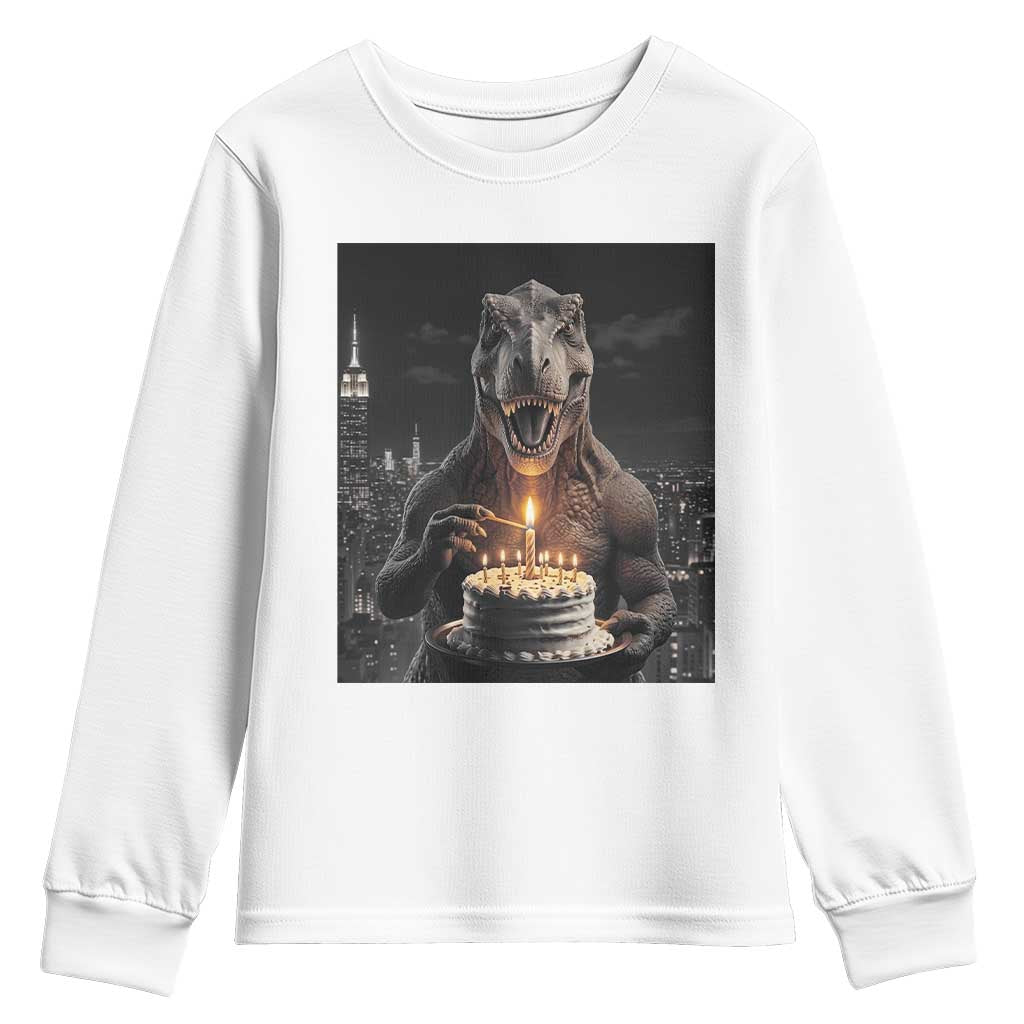 Funny Birthday Dinosaur Youth Sweatshirt Prehistoric Party Celebration TS12 White Print Your Wear