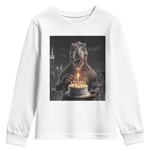 Funny Birthday Dinosaur Youth Sweatshirt Prehistoric Party Celebration TS12 White Print Your Wear