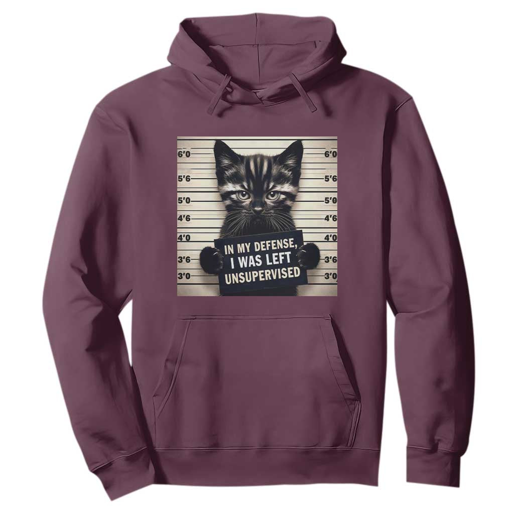 Funny Bad Cat Attitude Hoodie In My Defense I Was Left Unsupervised TS12 Maroon Print Your Wear